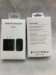 Carregador PD de 45W original de 45w Carregamento super rápido USB-C Tipo Quick Tipo C US/EU/UK Plug Adapter CAIXO DE ADAPTOR DE