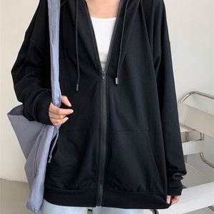 y2k Harajuku versione coreana sciolto sottile a maniche lunghe con cappuccio cappotto di protezione solare tinta unita camicia retrò studentessa top 220813