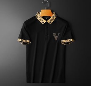 2022 Poloshirt Sommer Herren Revers Kurzarm T-Shirt Europäische Station Mode schlanke mercerisierte Baumwolle halbärmelige POLO-Shirts Herren Flut Marke