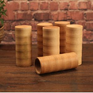 2 stilar Naturliga bambu Teat Tea Box Lufttät Stor Container Storage Jar med lock Partihandel LX4700