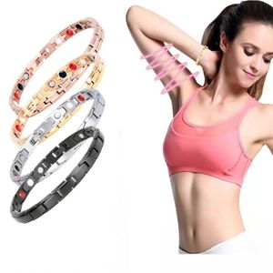 Bracciale magnetico per drenaggio linfatico Braccialetti per terapia magnetica con collegamento in acciaio inossidabile Regalo sanitario per donna uomo