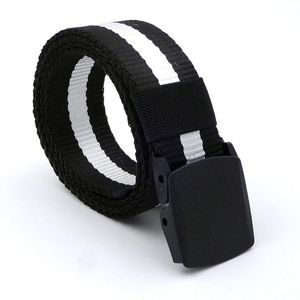 Belts Men's Black Nylon Belt Fashion Outdoor Plastic Steel Automatic Buckle Canvas Casual Pants Cool Wild Luxury Waist BeltsBelts