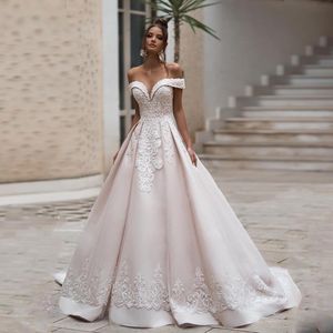 Other Wedding Dresses High Quality A-line Satin Sweetheart Off-the-shoulder Sweep Train Applique Bridal Gowns Vestido De NoviaOther