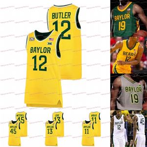 A3740 Custom Gold Baylor Bears 2022 Big 12 College-Basketball-Trikot Jared Butler Bears Davion Mitchell MaCio Teague Jackson Moffatt Jonathan