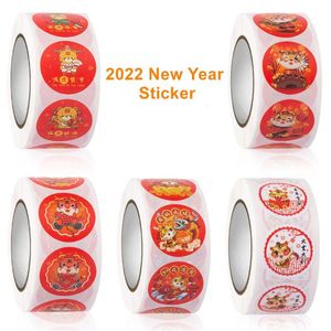 Gift Wrap Cartoon Tiger Chinese Year Sticker 500pcs/roll Spring Festival Box Decoration Self-adhesive Party Seal LabelGift