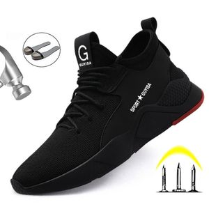 İş Güvenliği Boot Çelik Toe Güvenlik Ayakkabıları Antipiercing Nefes Alabilir Çalışma Ayakkabıları Yıkılamaz Ayakkabılar Erkek Spor ayakkabıları Y200915