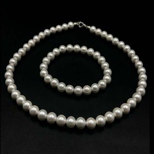 Guscio coltivato bianco perla 8x8 mm perle elastico set di braccialetti