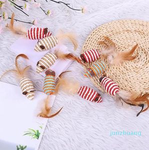 Cat Toys Funny Mouse Pet Long-haired Tail Mice With Sound Rattling Soft Real Fur Squeaky Toy For Cats Dogs 66