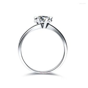 Klusterringar 0,5ct snöflinga Real Moissanite Diamond Ring for Women Solid 14k 585 White Gold Wedding Engagement Edwi22