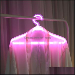 Cabide de roupas criativas cabides neon cabides inseplos de l￢mpada de l￢mpada de vestido de noiva rom￢ntico Rack de roupas decorativas 116 P2 Drop entrega 2021