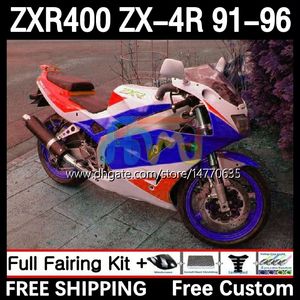 Zestaw do ciała dla Kawasaki Ninja ZXR-400 ZX 4R Cowling ZXR 400 CC 400cc owiewki 12DH.117 ZX-4R ZXR400 91 92 93 94 95 96 ZX4R 1991 1992 1993 1994 1995 1996 Body Białe niebieski