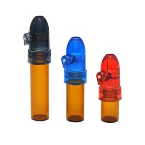 Smoking Colorful Plastic Cover Dry Herb Tobacco Spice Miller Glass Storage Bottle Sealing Leak Proof Adjustable Mouth Snuff Snorter Sniffer Pipe Cigarette Holder