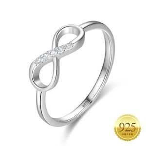 Anillo De Promesa Nudo al por mayor-925 Sterling Silver Ring Infinity Forever Love Knot Anniversary CZ Simulated Diamond Rings for Women313o