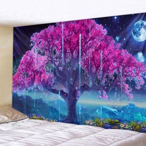 Taquestres Fantasy Tree Tapeçaria Decoração da Floresta Parede pendurada Bohemian Hippie Home Decor Sofá Cama de ioga Mate