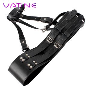 VATINE PU Leather SM Bondage Magic Wand Holder Harness Strap Forced Orgasm Belt sexy Toys for Women Female Masturbator Chastity