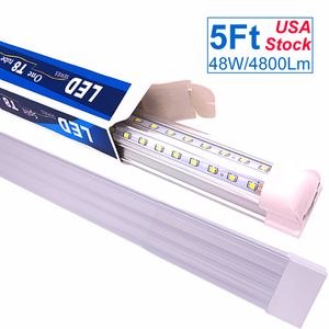 Lampada da negozio a LED da 5 piedi, tubo LED integrato T8 da 60'', lampadine collegabili da 5 piedi per garage, magazzino, forma a V, barra strip da 5', 45W 48W 4500LM 4800LM OEMLED