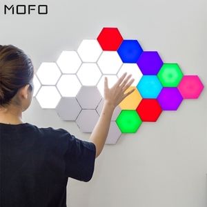 Modern LED Night Lights Lamp Modular Sensitive Honeycomb Touch Night Light Home Decor Bedroom Bedside Magnetic Lighting 201028