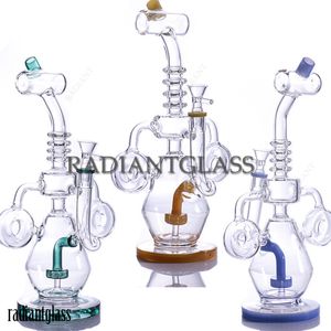 Narghilè 12,6 pollici Dual Donut Recycler Dab Rig Bong Cono Soffione doccia Perc Lookah Bong per pipa ad acqua