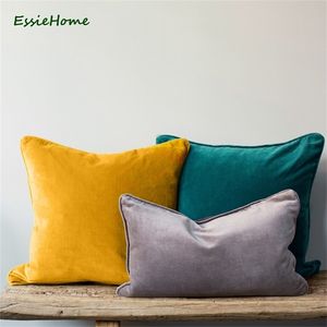 HOME 15 Color Available Fashion Colors High End Fine Velvet Cushion Cover Pillow Case Piping 210315