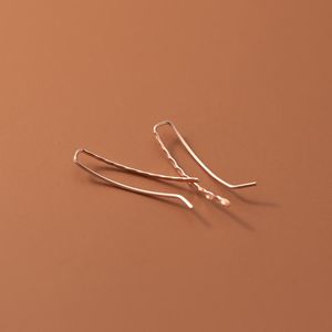 Clip-On-skruva tillbaka äkta 925 Sterling Silver Simple Concave Line Ear Climbers Minimalist Crawler örhängen Fina smycken för Womenclip-On