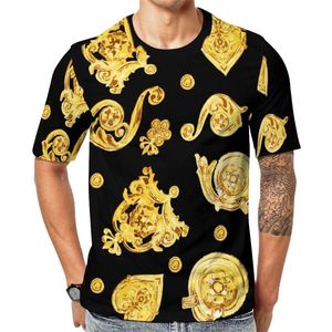 Men's T-Shirts Metallic Gold T-Shirt Metal Print Fashion T Shirts Short Sleeve Graphic Tops Summer Streetwear Big Size ClothesMen's