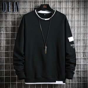 Mens Casual Sweatshirts Männer Gefälschte Zweistücke Hoodie Herbst Streetwear Multi Color O-Neck Mode Harajuku Männlich Sweatshirt 220402