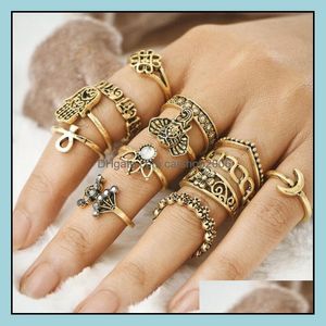 Band Rings Jewelry Sier Carved Retro Exquisite Cute Personality Punk Style Knuckle Fashion Wholesale - Drop Delivery 2021 Uwz5M
