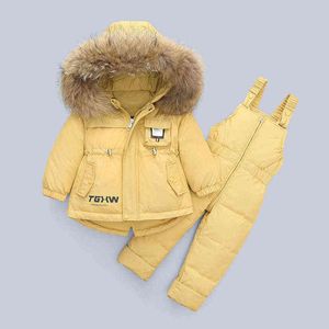 New Children Down Jacket Suit Baby Children 1-3 Year Boys Girls 80% White Duck Thickened Korean Style Winter Jacket J220718