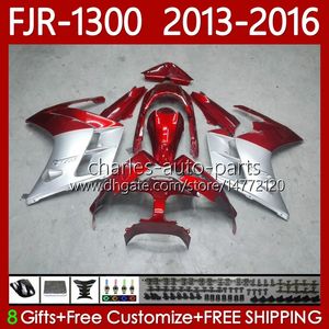 OEM هيكل السيارة ل Yamaha FJR-1300 FJR 1300 A CC Silver Red FJR1300A 2001-2016 سنوات موتو الجسم 112NO.4 FJR1300 13 14 15 16 FJR-1300A 2014 2014 2015 2015 Fairing Kit