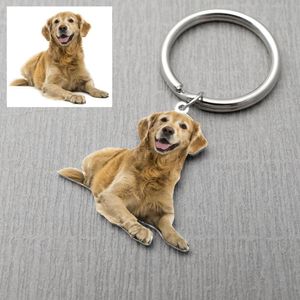 Personlig Hund Foto Keychain Custom Picture Key ReTring Porträtt Memorial Gift för Pet Lover Julklapp