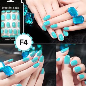 Wholesale nail art french tips for sale - Group buy 24pcs Nail Sticker French Acrylic False Fake Nail Art Fingernail Full Tips Solid Patch Sticker MutiColor Inexpensive294Y