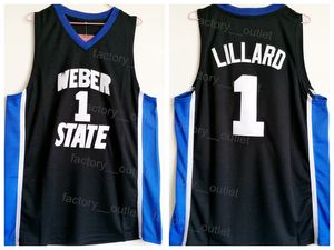NCAA Basketball Weber State Damian Lillard College Jersey 0 Men University Breattable Team Black Color for Sport Fans Pure Cotton Brodery and Sewing Size S-XXL