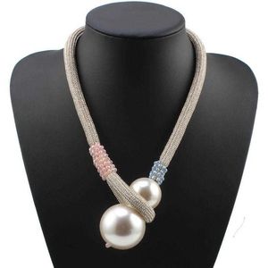Chunky Handmade Bead Statement Big Pendant Halskette für Frauen Seil Kette Ball Mode Neue 2018 Simulierte Perle Necklace2501