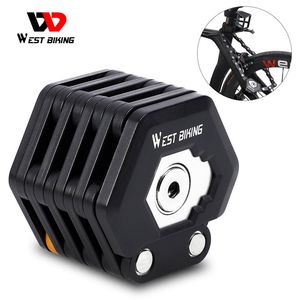 WEST BIKING Foldable Bike Lock MTB Road Bicycle Hamburg Lock High Security Anti-Theft Scooter Electric E-Bike Cycling ChainLock