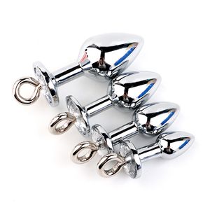 Metal Pull Ring Anal Plug stor medium och liten rumpa Stimulering Dilator Sexiga leksaker för man/kvinna