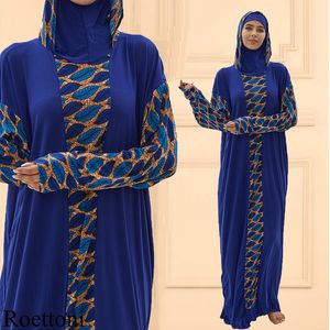 Muslim Womens Hooded Abaya Turkey-African Prayer Garment Kaftan Dress With Hijab Floral Prints Dubai Saudi Robe In Ramadan 220607