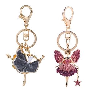 Keychains Fashion Dancing Ballet Girl Keychain Ballerina Pendant Women Jewelry Rhinestone Keyring Bag Car Key Holder Dancer Gift Keychains