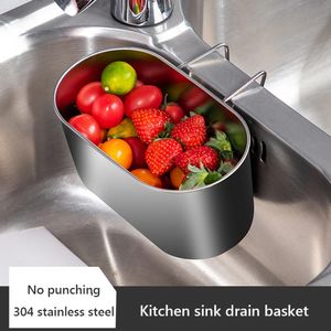 Kitchen Drain Basket 304 Stainless Steel Sink Strainer Baskets Vegetable Fruit Filter Sinks Hanging Sink Storage Rack HH22-222