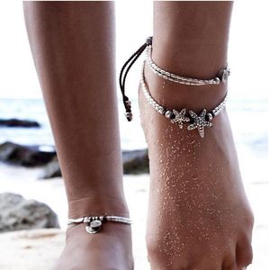 Bracciale vintage piede gioielli fatti a mano perline catena cavigliere per le donne cavigliera fascino rune stelle marine bracciali moda spiaggia cavigliera