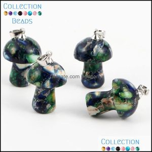 Wholesale necklaces jasper resale online - Pendant Necklaces Pendants Jewelry X20Mm Colourf Natural Stone Mushroom Turquoises Sea Sent Jaspers Charms Making Diy Drop Delivery