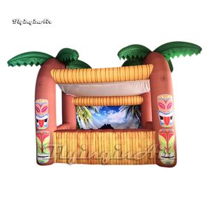 Advertising Inflatable Kiosk Tiki Bar Style Temporary Tent 3m Air Blow Up Movable Booth For Outdoor Event