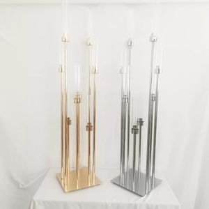 Decorazione Decorazioni per matrimoni Candelabra in metallo oro alto 8 armi Centrotavola a candela per matrimoni IMAKE378