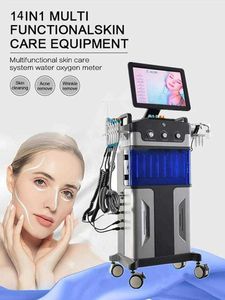 Directly effective 14 IN 1 Hydra facial Dermabrasion Aqua Peeling Machine Hydro Skin Deep Cleansing Hyperbaric Therapy Microcurrent