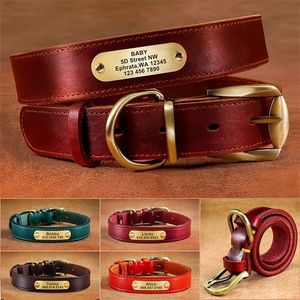 Custom Dog Collar Leather Dog Tag Collars Engraved Pet ID Tag Collars For Small Medium Large Dogs French Bulldog Pug Pitbull 220610