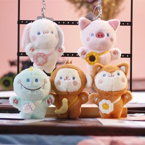 Cute Pigs Rabbits Monkeys Keychain Cat Plush Action Figure Key Chain Doll Pendant Bag Accessories Baby Keyring