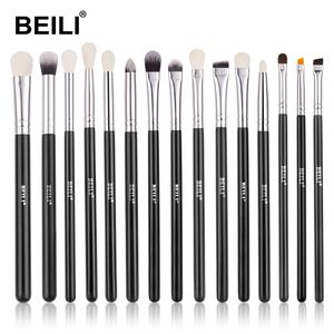 Beili czarne 10-19pcs makijaż pędzle naturalne włosy cień do powiek mieszanie eyeliner makijaż pędzla Zestaw Shader Brochas Maquillaje 220616