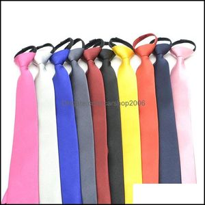 Acessórios de moda de laços de pescoço 5x45cm zíper de cores sólidas para homens negócios El Bank Office Suit Roushtie Party D DCU