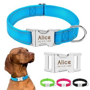Collare per cani personalizzato Collare riflettente in nylon durevole Collari per cani personalizzati per cani di taglia piccola, media e grande 220610