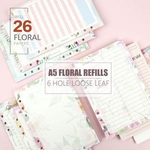 Mypretties 40 lençóis documentos de recarga floral em branco Disonário Planejador Semanal A5 para 6 buracos Caderno de organizador 220713