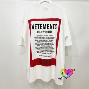 Tessuto spesso VETEMENTI T-shirt Uomo Donna Colletto posteriore oversize Tono su tono Lettera ricamata Big Red Pista Vetements Tee Tops 220707